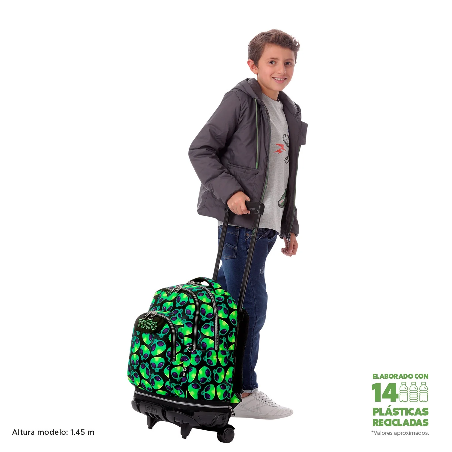 Pack escolar Ali - Mochila con ruedas desmontable + Estuche 3 compartimentos - Image 11