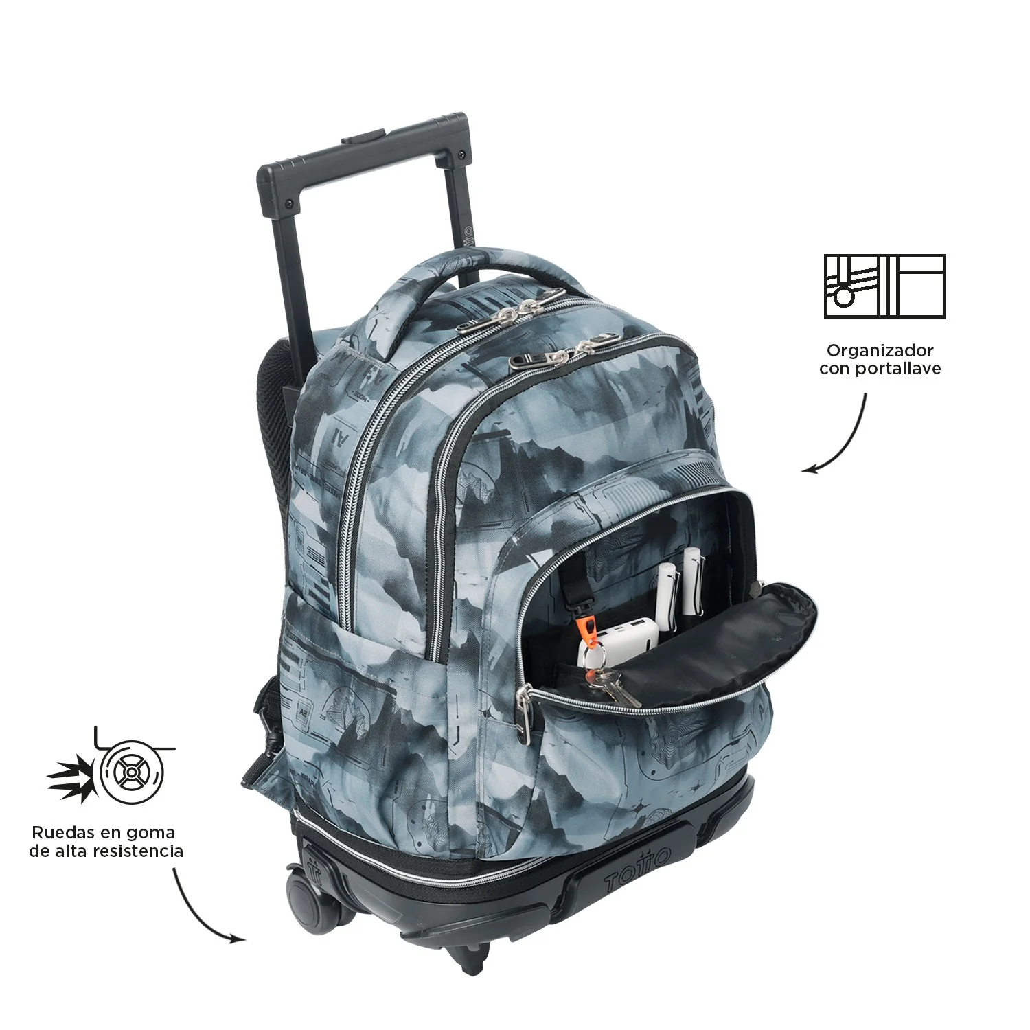 Pack escolar Digital Hill - Mochila con ruedas desmontable + Estuche 3 compartimentos - Image 8