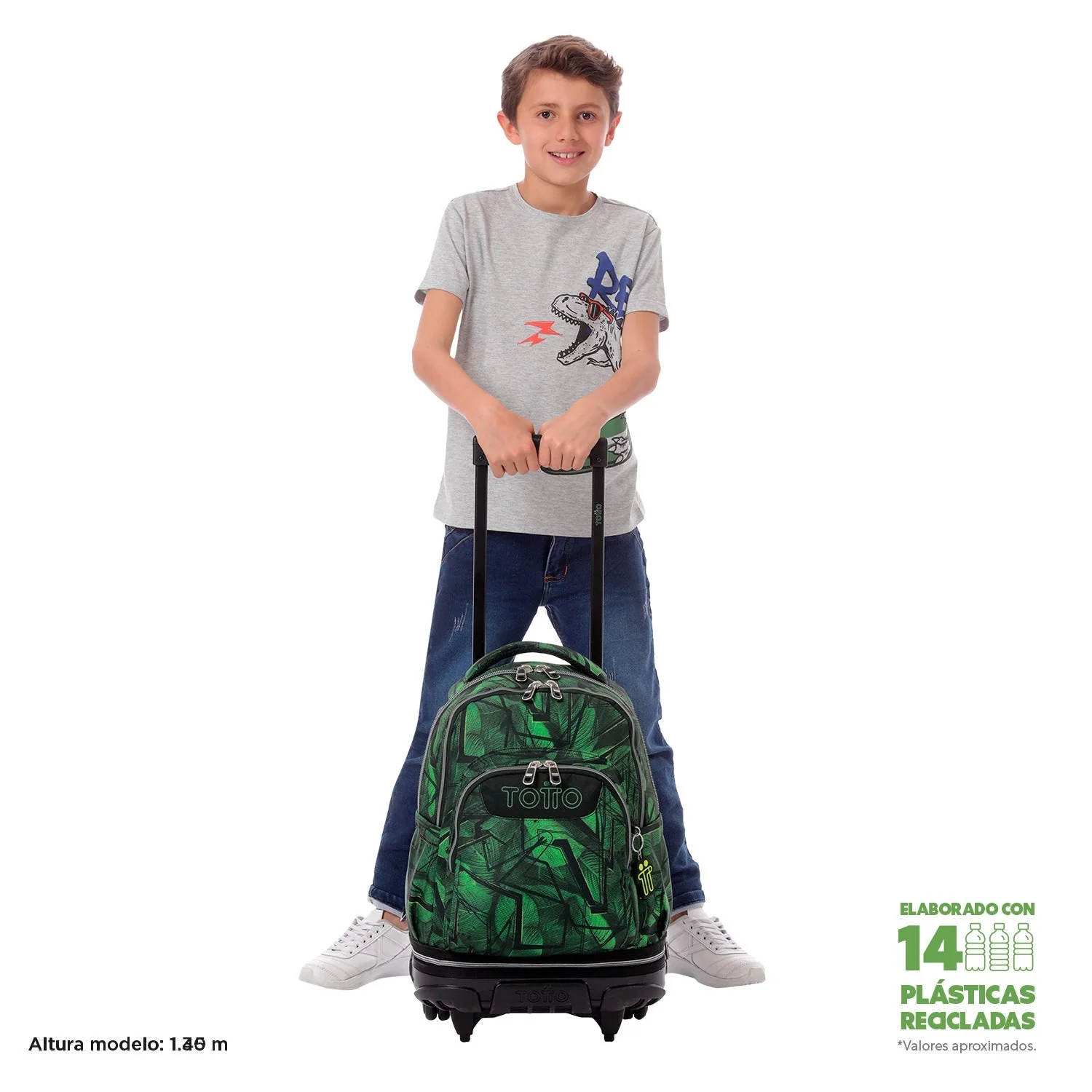 Pack escolar Jhony Jungle - Mochila con ruedas desmontable + Estuche 3 compartimentos - Image 3