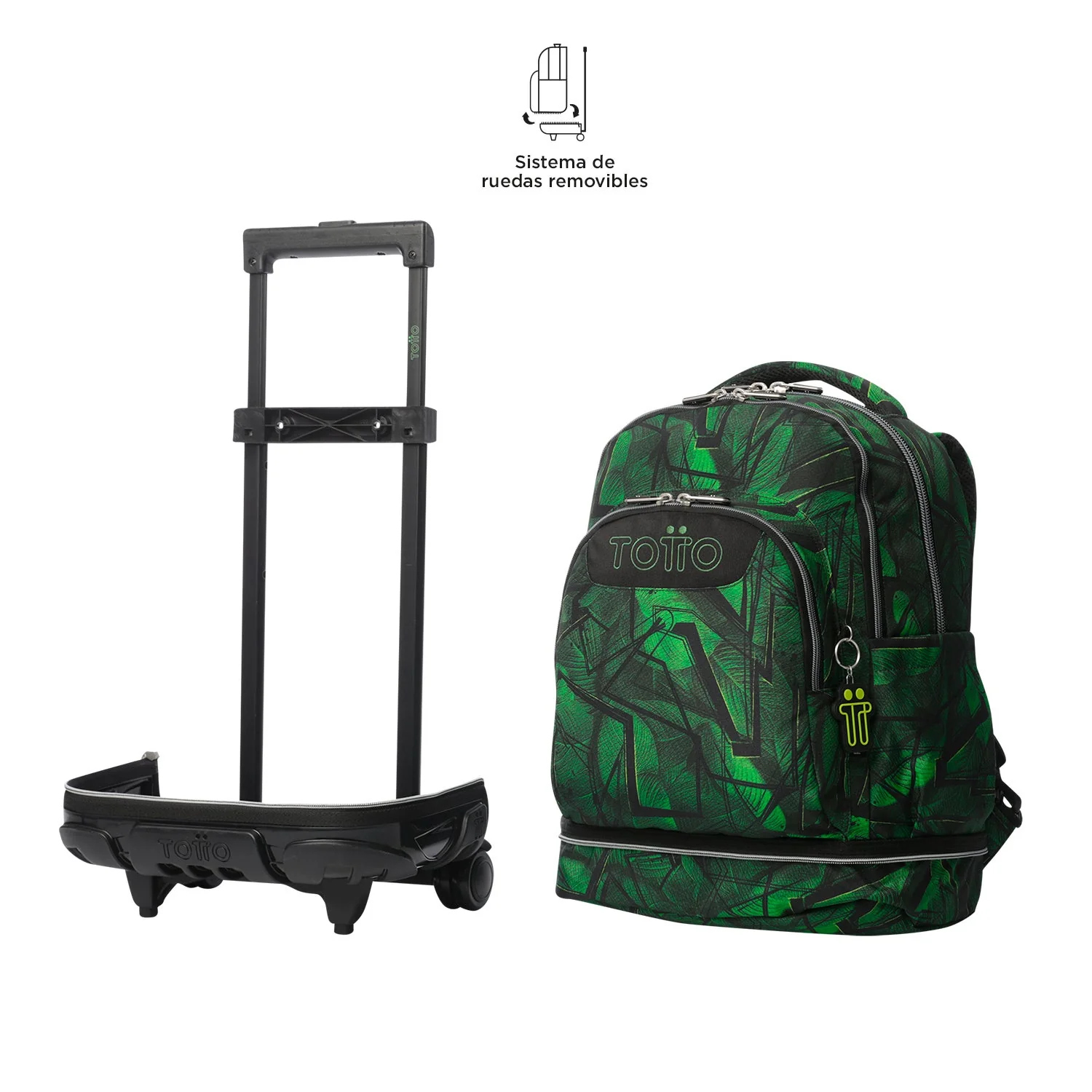 Pack escolar Jhony Jungle - Mochila con ruedas desmontable + Estuche 3 compartimentos - Image 7