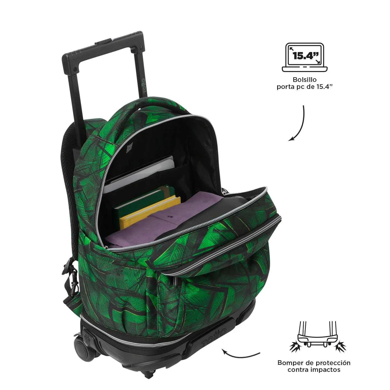 Pack escolar Jhony Jungle - Mochila con ruedas desmontable + Estuche 3 compartimentos - Image 8