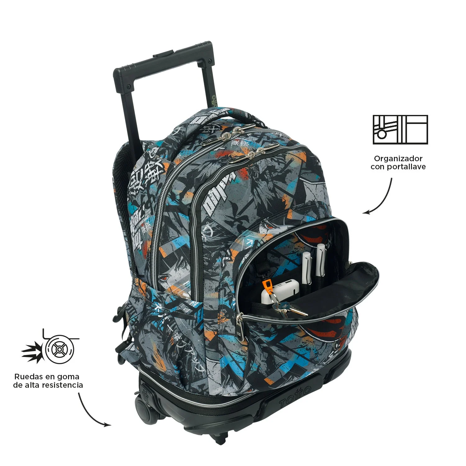 Pack escolar Okubo - Mochila con ruedas desmontable + Estuche 3 compartimentos - Image 11