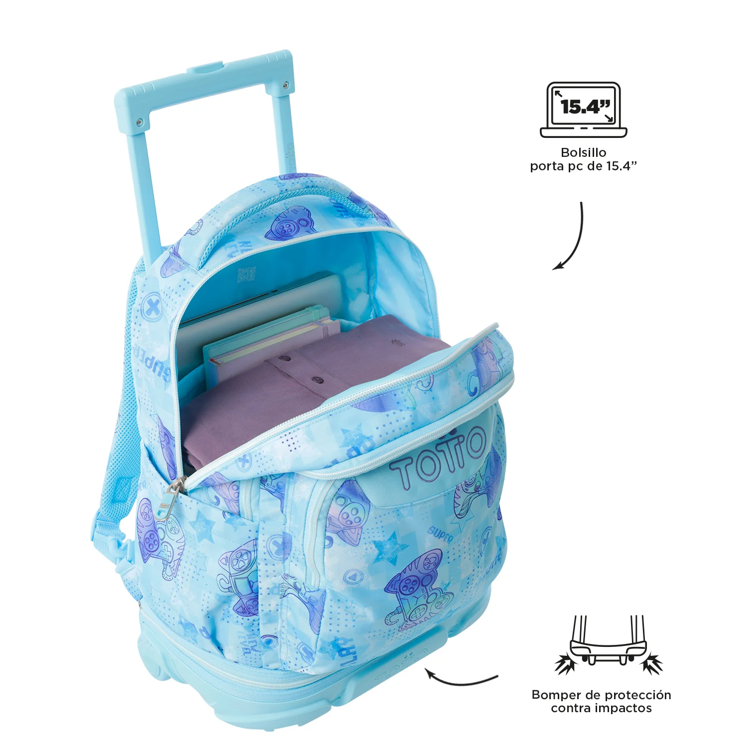Pack escolar Polar - Mochila con ruedas desmontable + Estuche 3 compartimentos - Image 12
