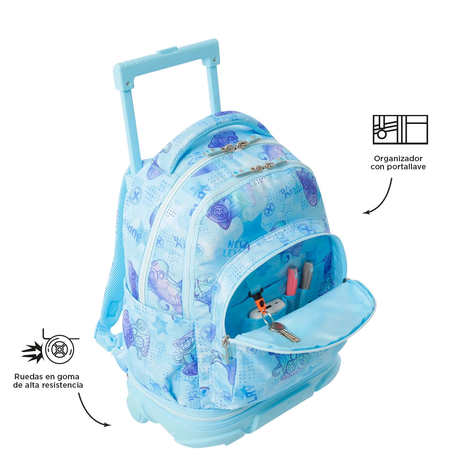 Pack escolar Polar - Mochila con ruedas desmontable + Estuche 3 compartimentos - Image 13