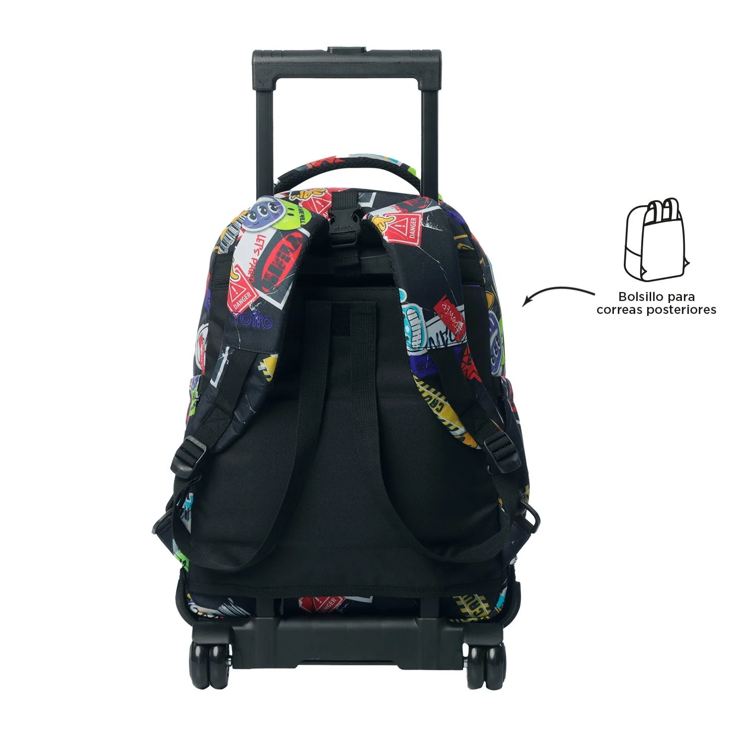 Pack escolar Sticky - Mochila con ruedas desmontable + Estuche 3 compartimentos - Image 5