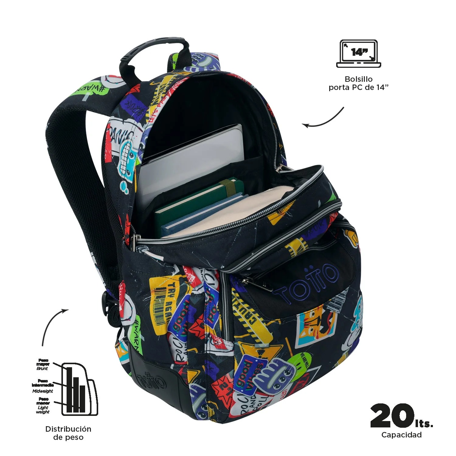 Pack escolar Sticky - Mochila + Estuche 3 compartimentos - Image 5